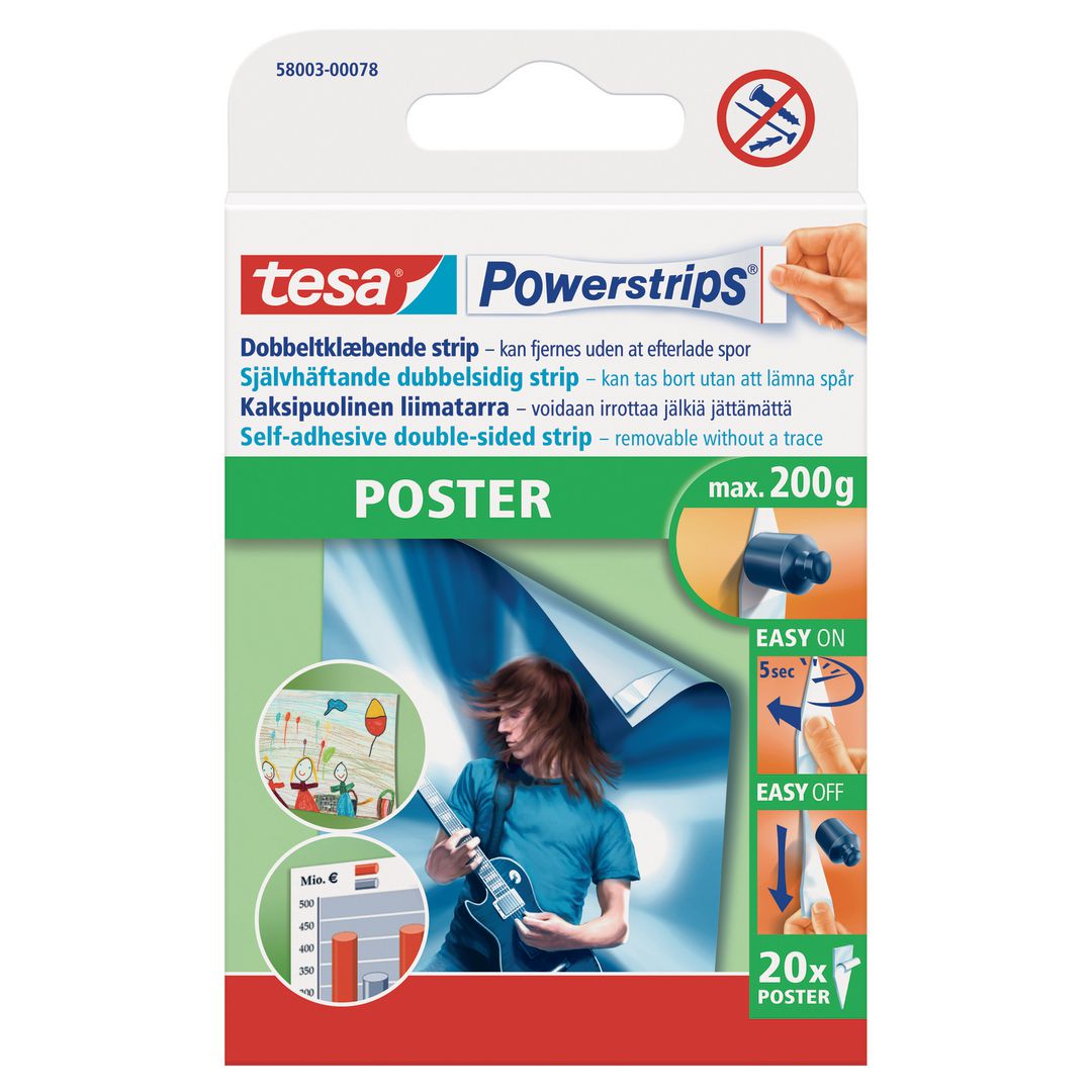 tesa® Powerstrips Poster 20/fp | Kontorsmaterial - Butiksmaterial - Upphängningsanordning | Kontorsexperten