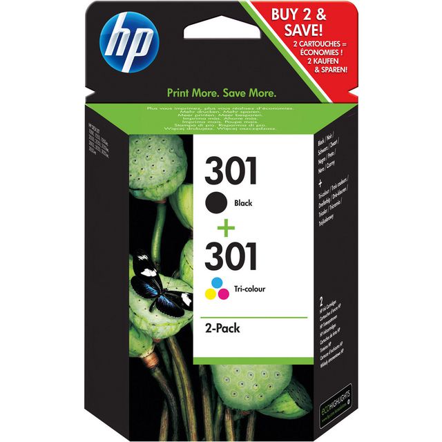 HP Bläckpatron N9J72AE 301 bk/cl 2/fp | Toner och bläck - Bläckpatroner - Bläckpatroner HP | Kontorsexperten