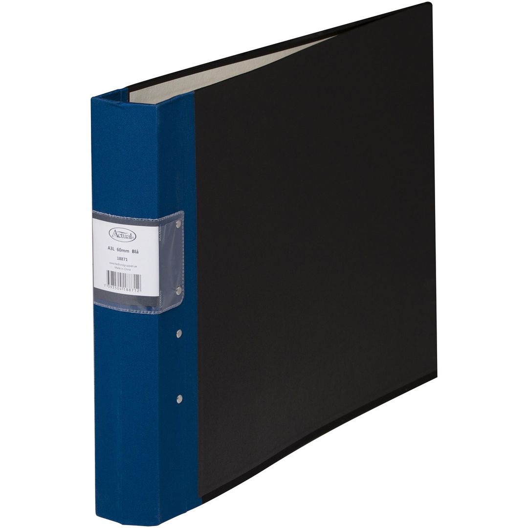 Gaffelpärm A3L 60mm blå | Kontorsmaterial - Pärmar och register - Träryggspärmar - Specialformat | Kontorsexperten