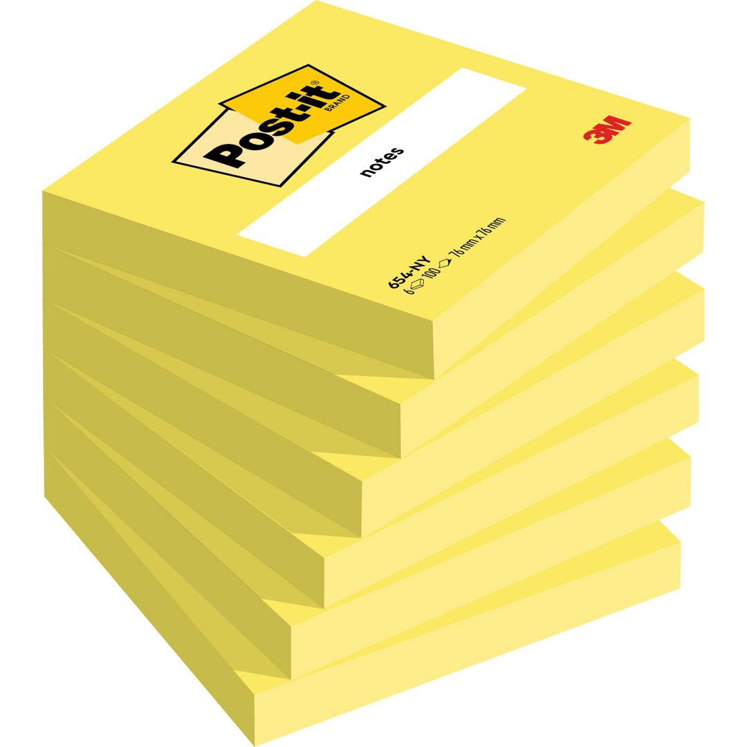 POST-IT Notislappar, 76 x 76 mm, neongula, 100 blad, 654-NY | Kontorsmaterial - Notes och Post-It - Notes - Gula | Kontorsexperten
