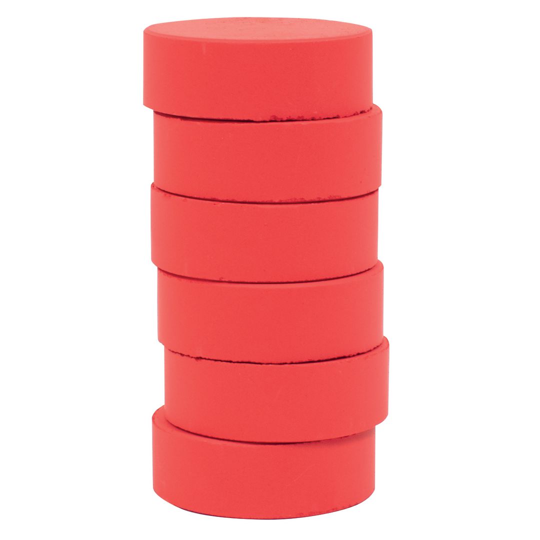 PLAYBOX Färgpuckar 57mm, röd 6/fp | Skola och förskola - Målarfärg och tillbehör - Färgblock | Kontorsexperten