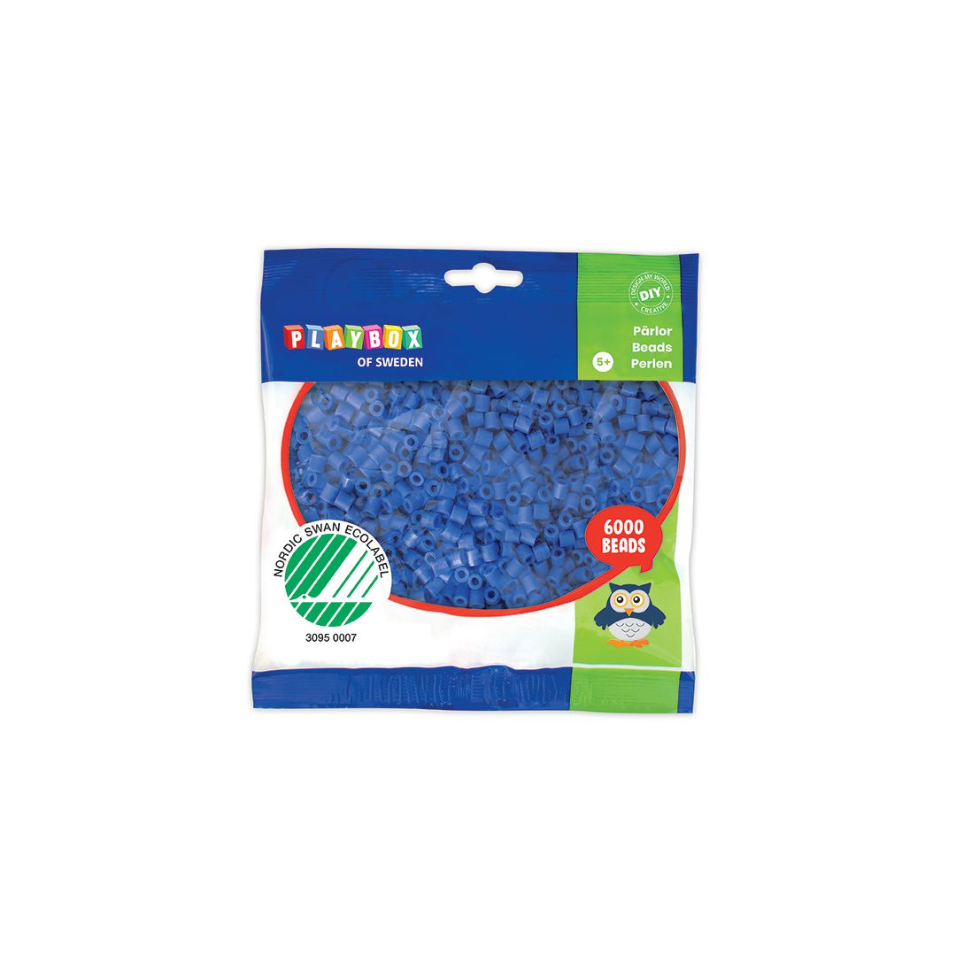 PLAYBOX Rörpärlor blåa 6000/fp | Skola och förskola - Hobbymaterial - Nabbipärlor - Rörpärlor | Kontorsexperten