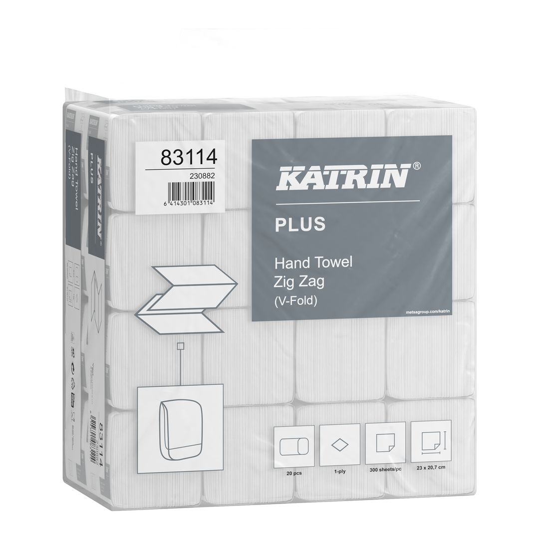 KATRIN Pappershandduk Plus ZZ 1-lagers vit 6000/fp | Städ och hygien - Toalettpapper och torkpapper - Pappershanddukar | Kontorsexperten