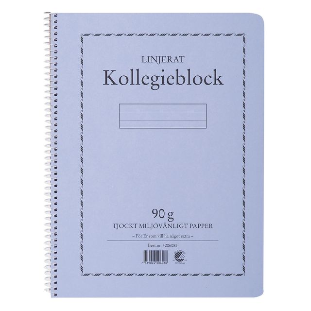 Kollegieblock A4 90g 70 blad linjerat Träfritt papper | Kontorsmaterial - Block och anteckningsböcker - Kollegieblock | Kontorsexperten