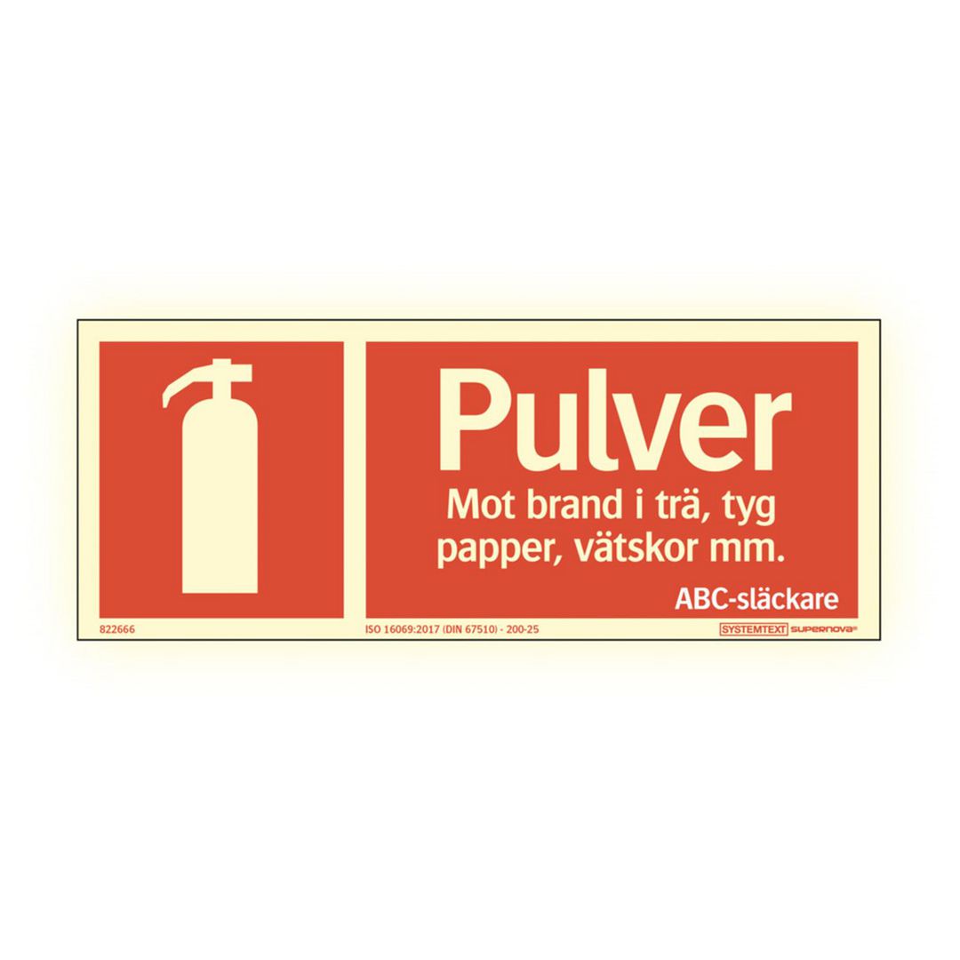 SYSTEMTEXT Skylt Pulversläckare Supernova AFS 250x100mm | Skyddsutrustning - Brandsäkerhet - Brandskyltar | Kontorsexperten