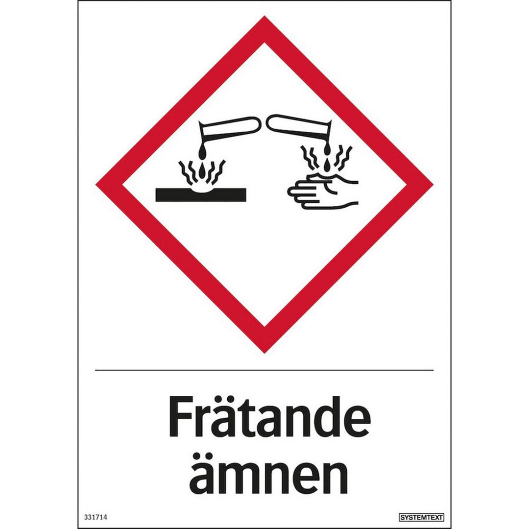SYSTEMTEXT Skylt Frätande ämnen 210x297mm | Skyddsutrustning - Säkerhetsmärkning och skyltar - Skyltar | Kontorsexperten