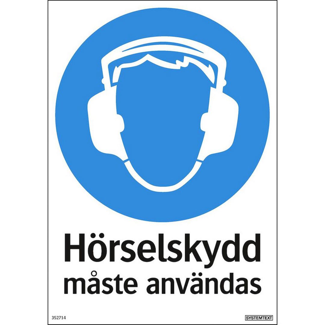SYSTEMTEXT Skylt Hörselskydd 210x297mm | Skyddsutrustning - Säkerhetsmärkning och skyltar - Skyltar | Kontorsexperten