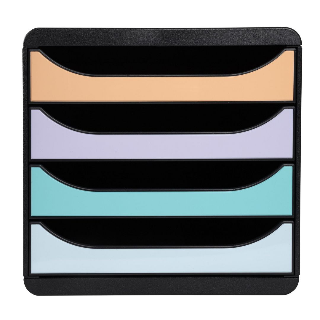 EXACOMPTA Blankettbox BIGBOX 4 lådor svart och pastell | Kontorsmaterial - Till skrivbordet - Blankettfack och Boxar | Kontorsexperten