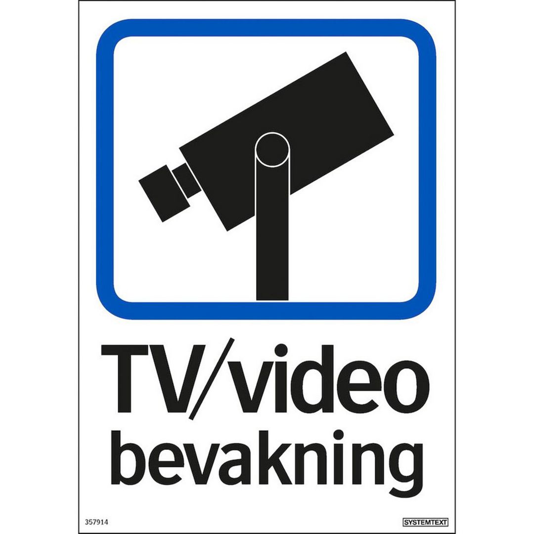 SYSTEMTEXT Skylt TV/video bevakning 210x297mm | Skyddsutrustning - Säkerhetsmärkning och skyltar - Skyltar | Kontorsexperten