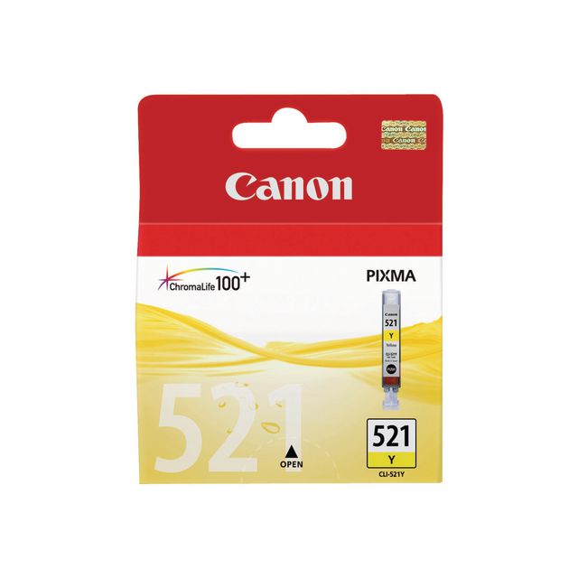 Canon Bläckpatron PIXMA CLI-521 Y, 2936B001, ChromaLife100+-bläck, gul, singelförpackning | Toner och bläck - Bläckpatroner - Bläckpatroner Canon | Kontorsexperten
