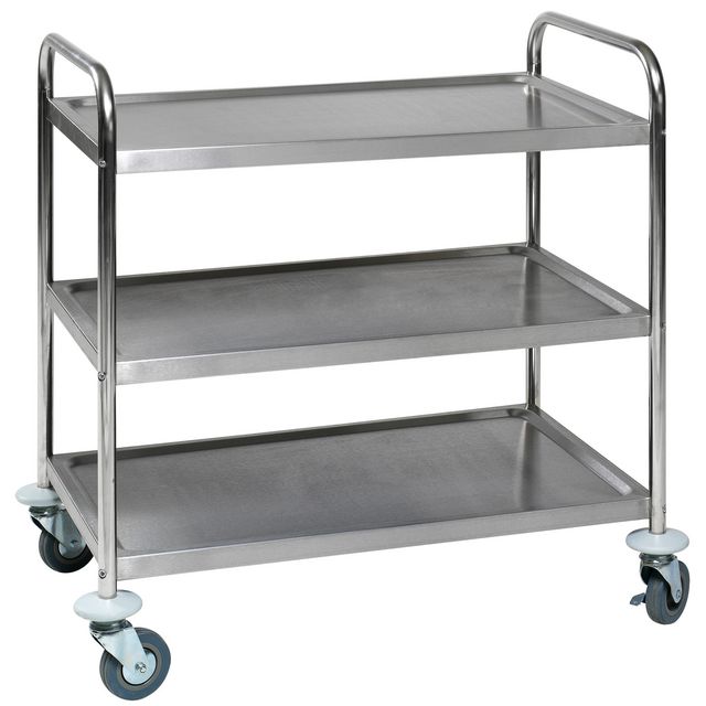 Rullbord 3 hyllplan Rostfri | Emballage och lagerutrustning - Lagerutrustning - Rullbord | Kontorsexperten