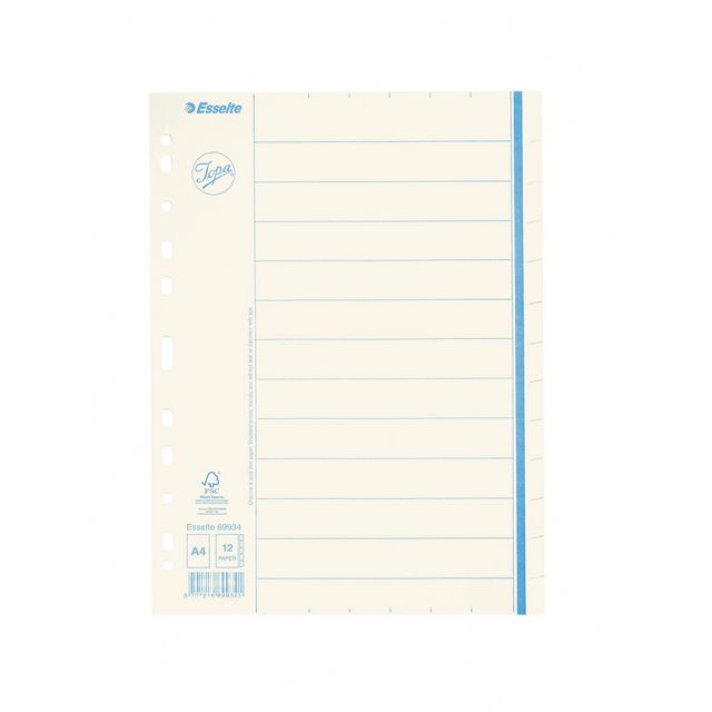 JOPA Pappersregister, otryckt, kraft, 12 delar, A4, vit | Kontorsmaterial - Pärmar och register - Pappersregister | Kontorsexperten