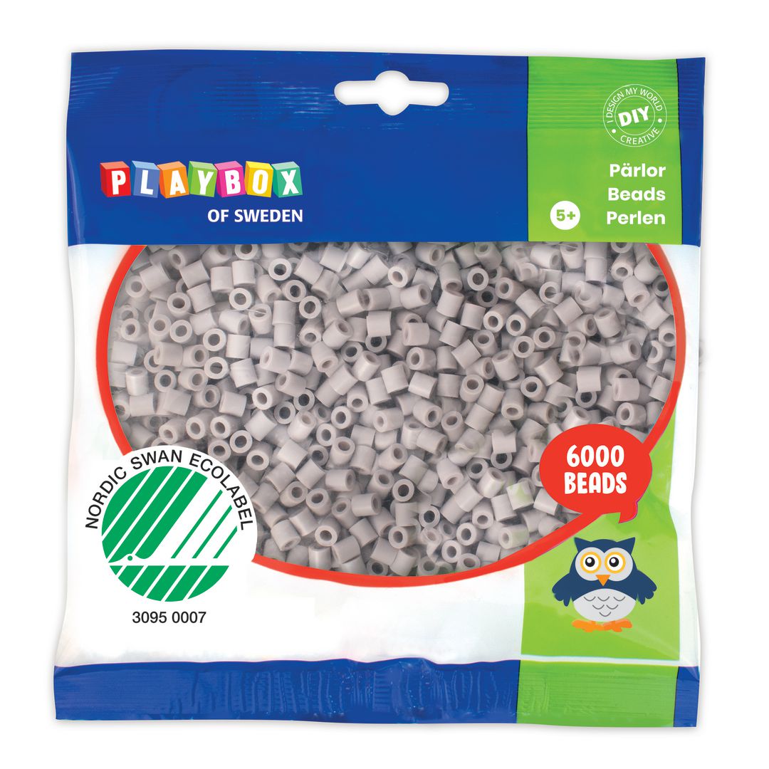 PLAYBOX Rörpärlor grå 6000/fp | Skola och förskola - Hobbymaterial - Nabbipärlor - Rörpärlor | Kontorsexperten