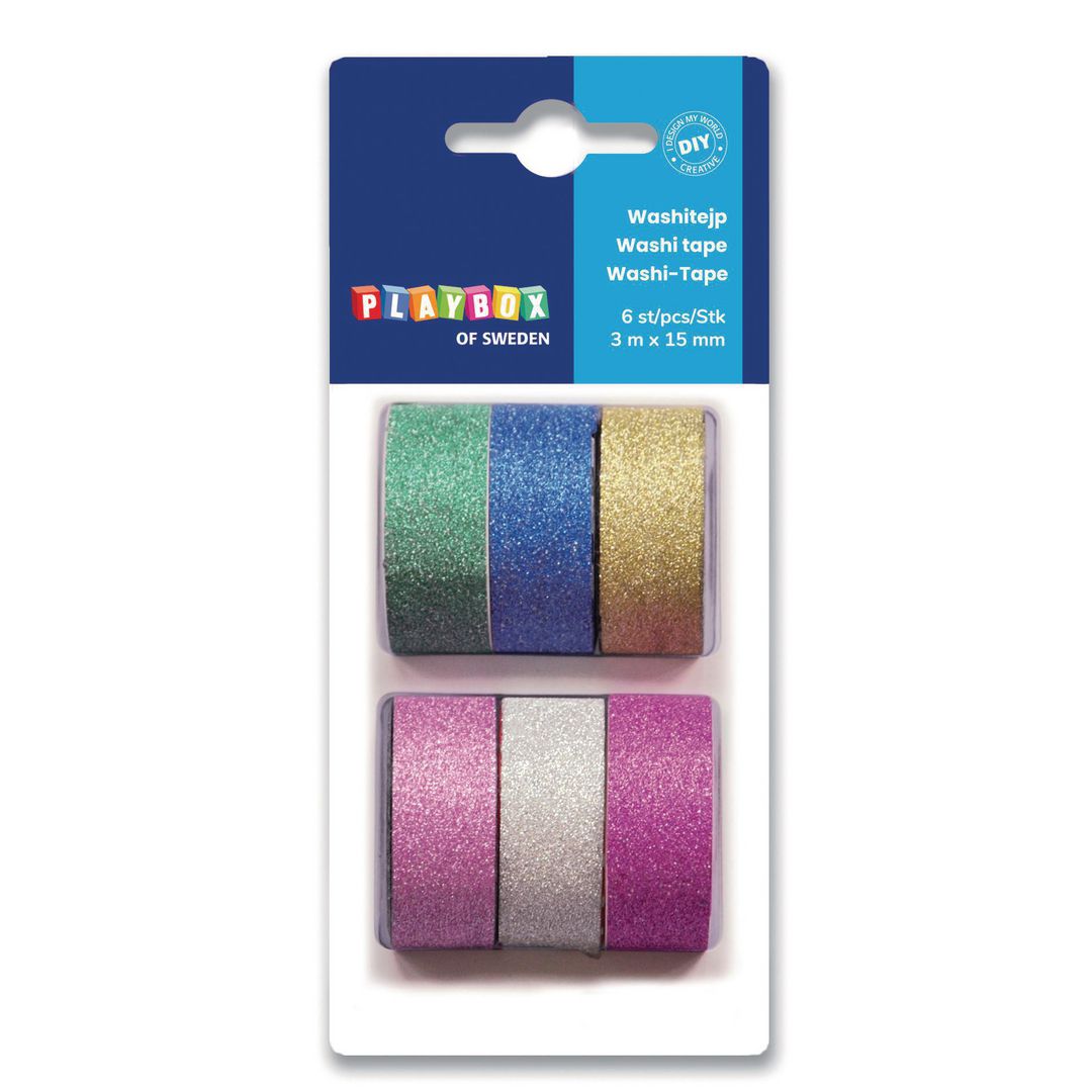 PLAYBOX Washitape glitter 6/fp | Skola och förskola - Hobbymaterial - Tejp | Kontorsexperten