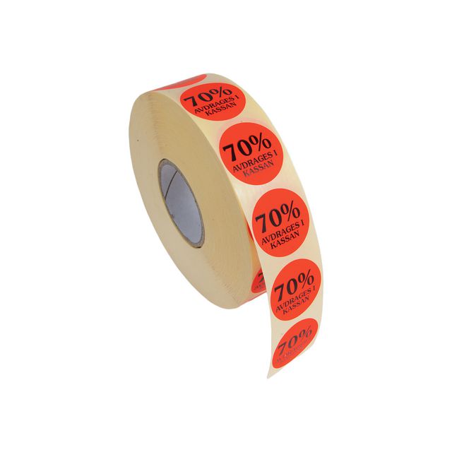 Etikett 70% avdrages i kassan | Kontorsmaterial - Butiksmaterial - Prisetiketter och prismärkare | Kontorsexperten