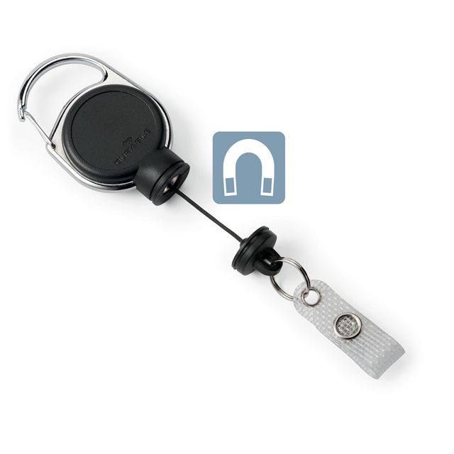 DURABLE Korthållare med metallklämma och jojo, extra kraftig, 60 cm, svart | Kontorsmöbler och inredning - Namnskyltar och korthållare - Korthållare - Yoyo | Kontorsexperten