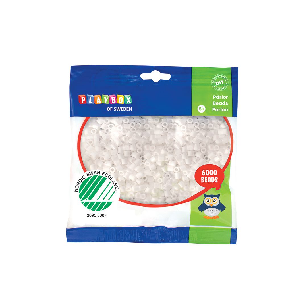 PLAYBOX Rörpärlor vita 6000/fp | Skola och förskola - Hobbymaterial - Nabbipärlor - Rörpärlor | Kontorsexperten
