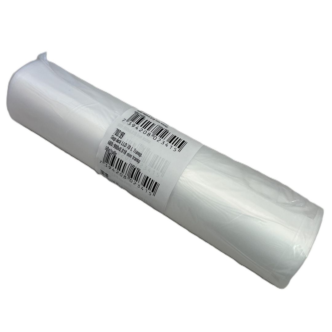 Plastsäck LLD 70L 18my transparent 50/rl | Städ och hygien - Påsar och säckar - Plastsäckar | Kontorsexperten