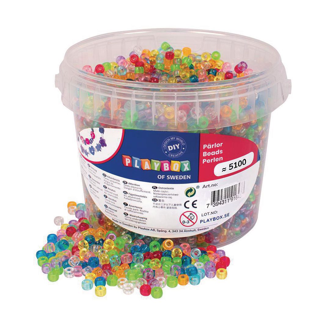 PLAYBOX Kongopärlor små transp 5000/fp | Skola och förskola - Hobbymaterial - Pärlor | Kontorsexperten