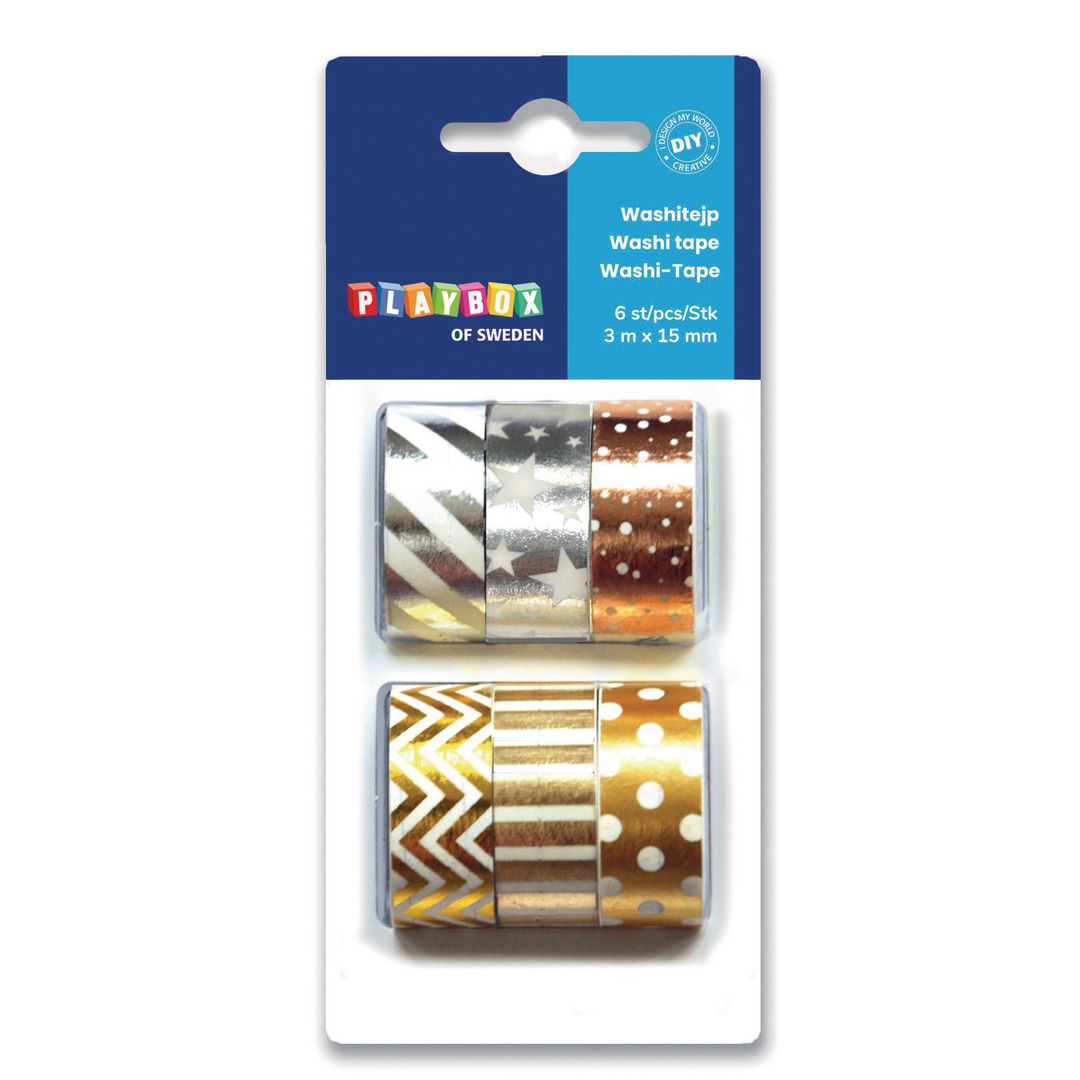 PLAYBOX Washitape metallfärg 6/fp | Skola och förskola - Hobbymaterial - Tejp | Kontorsexperten
