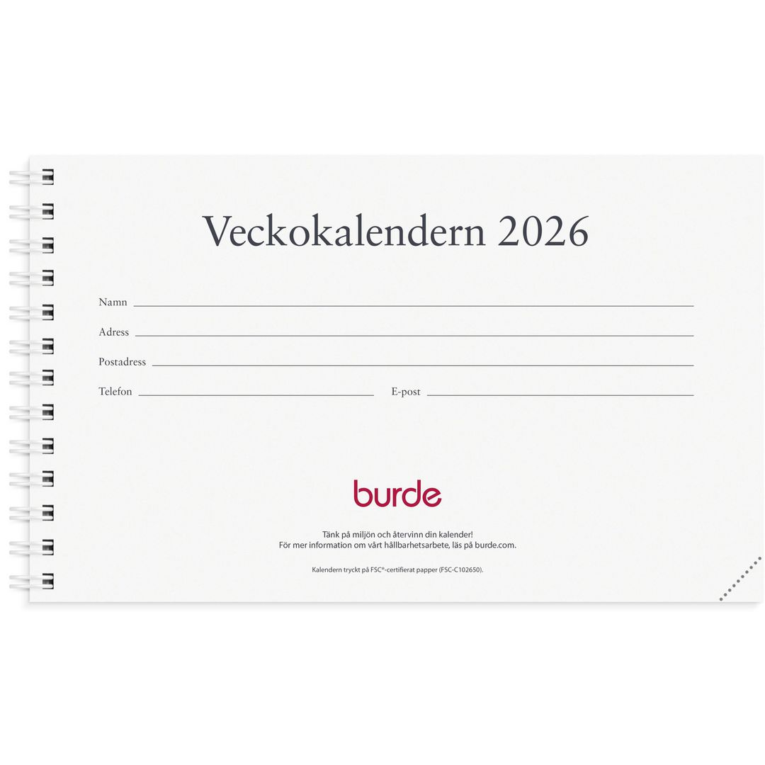 Burde Veckokalendern refill 2026 | Almanackor och kalendrar - Bordskalendrar och skrivunderlägg - Bordskalendrar | Kontorsexperten