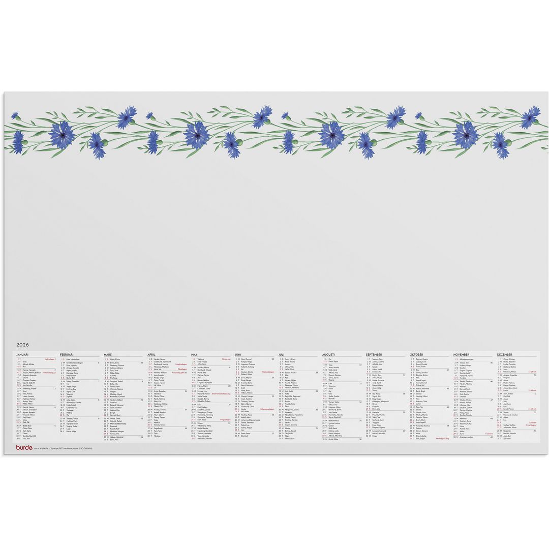 Burde Kalender Skrivunderlägg Blomster 2026 | Almanackor och kalendrar - Bordskalendrar och skrivunderlägg - Skrivunderlägg - Kalender | Kontorsexperten