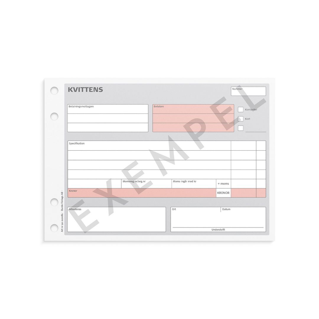 BURDE Blankett kvittens A5L med 1 kopia 2x50 blad | Kontorsmaterial - Blanketter och bokföring - Blanketter | Kontorsexperten