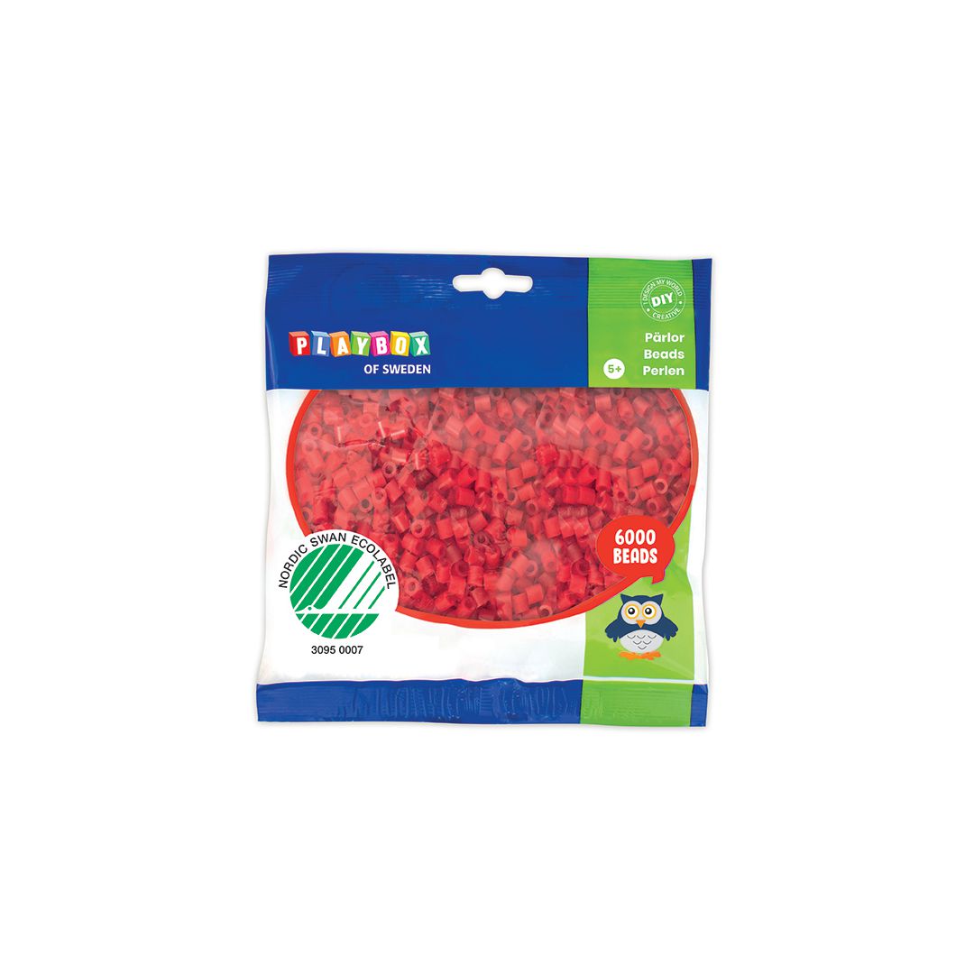PLAYBOX Rörpärlor röda 6000/fp | Skola och förskola - Hobbymaterial - Nabbipärlor - Rörpärlor | Kontorsexperten