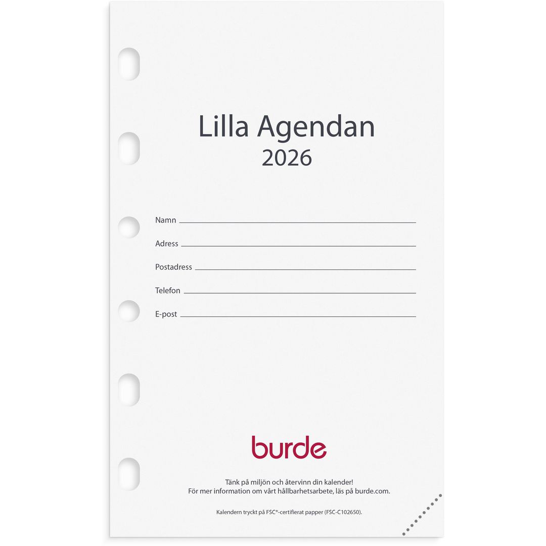 Burde Compact kalendersats Lilla agendan 2026 | Almanackor och kalendrar - Systemkalendrar - Compact | Kontorsexperten