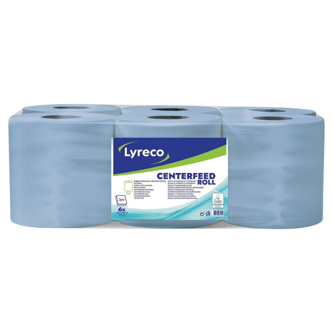 LYRECO Torkrulle Centerfeed 2-lagers blå 6/fp | Städ och hygien - Toalettpapper och torkpapper - Torkrullar | Kontorsexperten