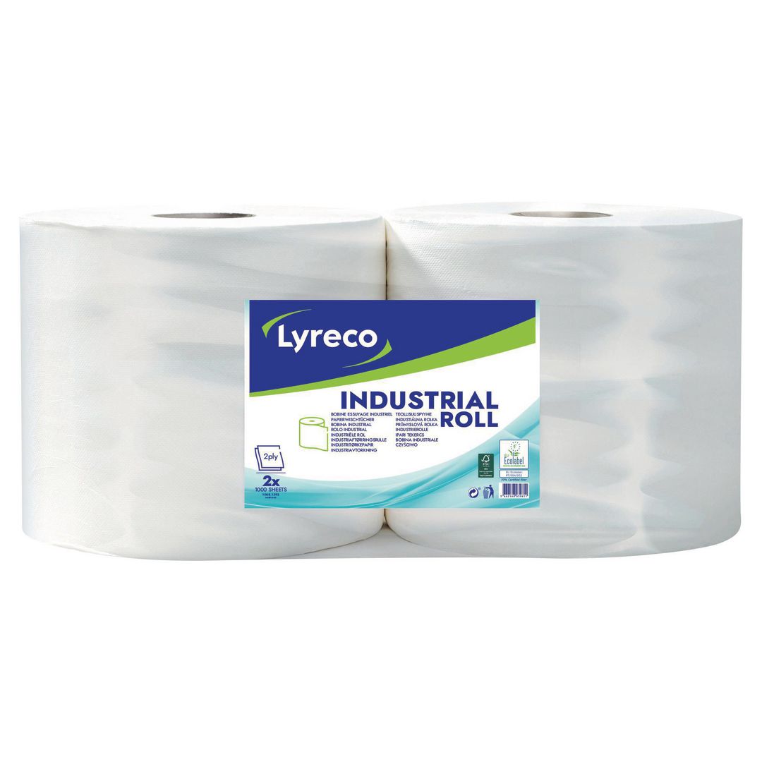 LYRECO Industritorkrulle 2-lagers vit 2/fp | Städ och hygien - Toalettpapper och torkpapper - Industritork | Kontorsexperten