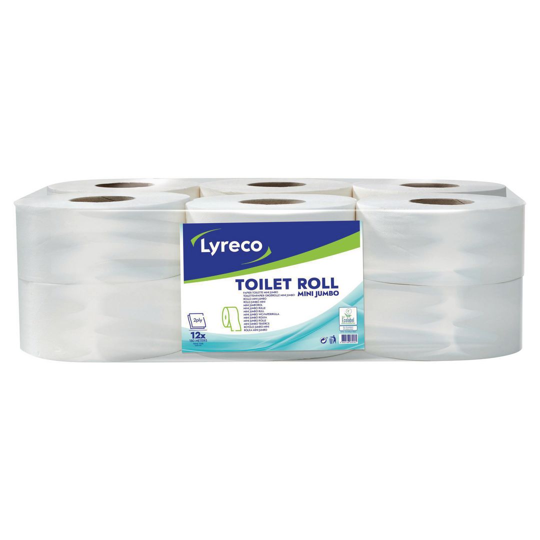 LYRECO Toalettpapper Mini Jumbo 2-lagers vit 12/fp | Städ och hygien - Toalettpapper och torkpapper - Toalettpapper - rulle | Kontorsexperten