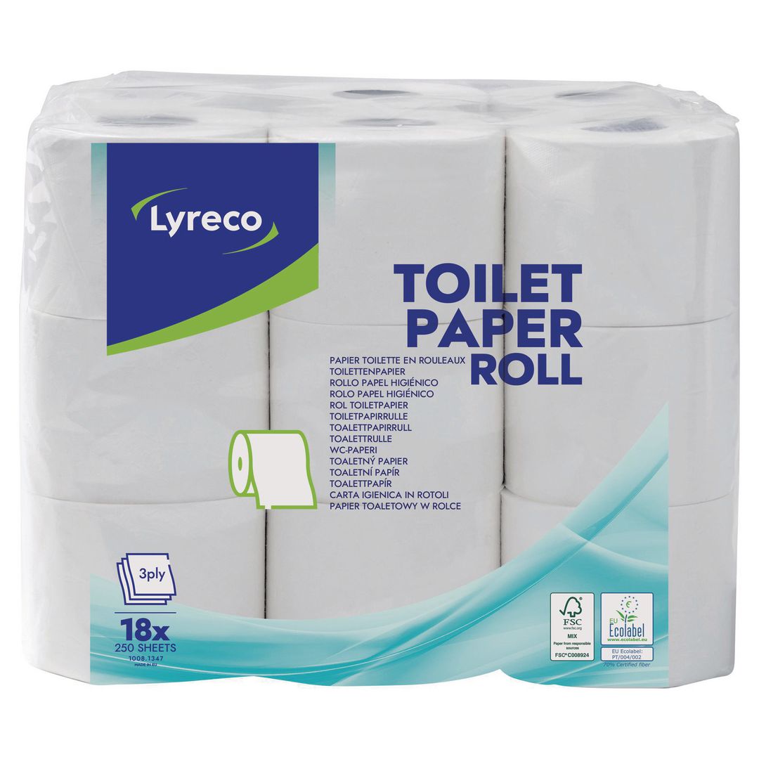 LYRECO Toalettpapper 3-lagers vit 18/fp | Städ och hygien - Toalettpapper och torkpapper - Toalettpapper - rulle | Kontorsexperten