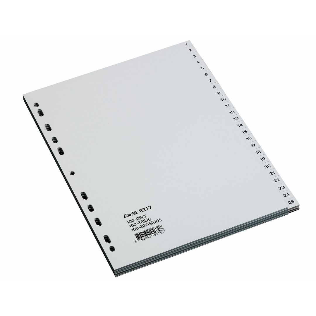 BANTEX Register PP A4 1-100 grå | Kontorsmaterial - Pärmar och register - Plastregister - Tryckta | Kontorsexperten
