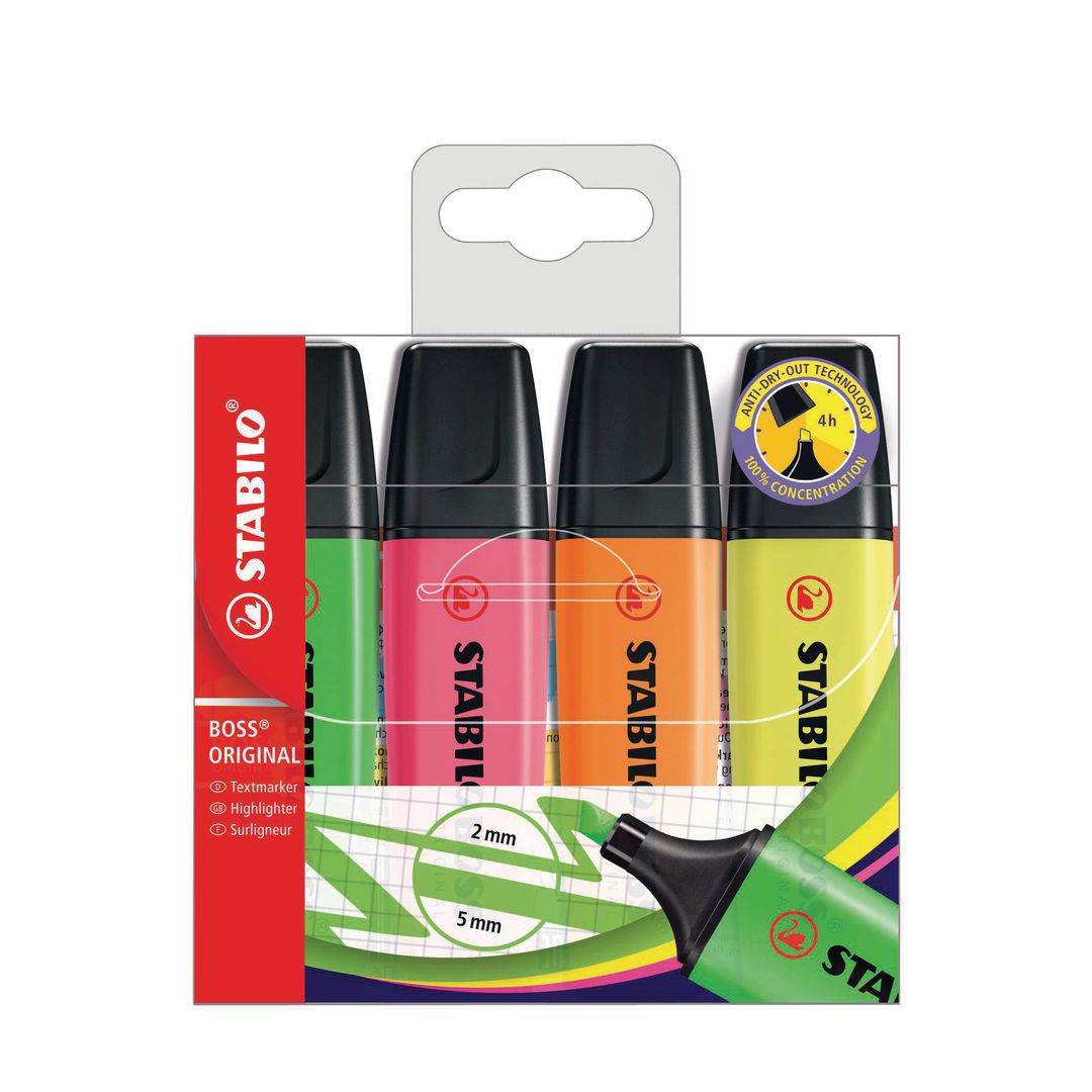 STABILO Överstrykningspenna neon 4/fp | Kontorsmaterial - Pennor - Överstrykningspennor | Kontorsexperten