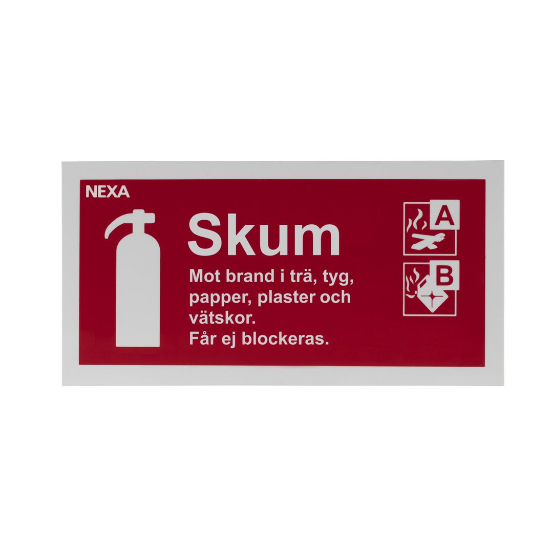 NEXA Skylt Brandsläckare Skum 10x20cm | Skyddsutrustning - Brandsäkerhet - Brandskyltar | Kontorsexperten
