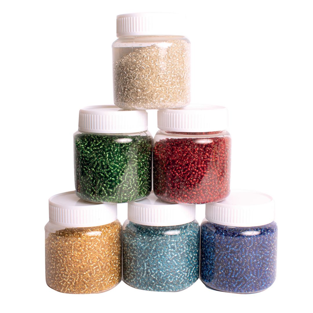 PLAYBOX Glaspärlor Rocaille 6x200g | Skola och förskola - Hobbymaterial - Pärlor | Kontorsexperten