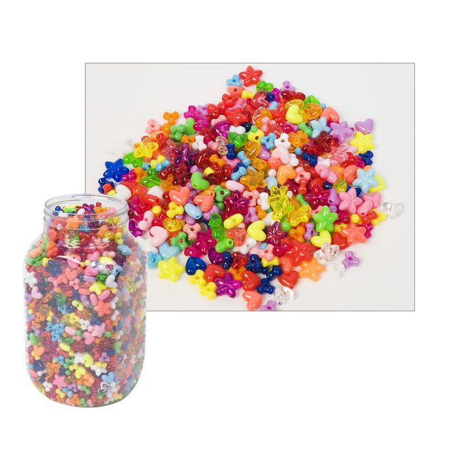 PLAYBOX Plastp.hjärt/stjärn/propellermix 2100/fp | Skola och förskola - Hobbymaterial - Pärlor | Kontorsexperten