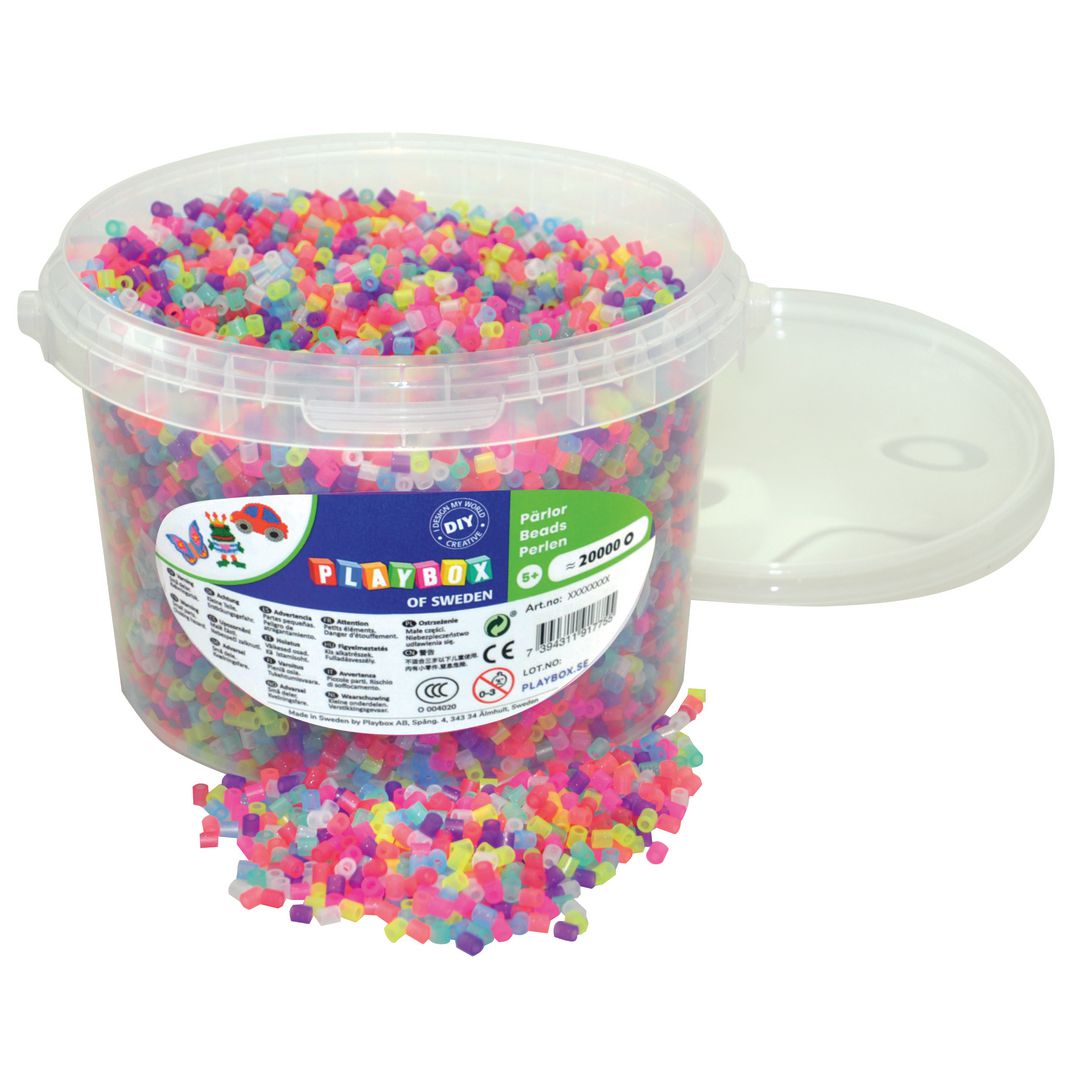 PLAYBOX Rörpärlor glitter 20 000st/fp | Skola och förskola - Hobbymaterial - Nabbipärlor - Rörpärlor | Kontorsexperten