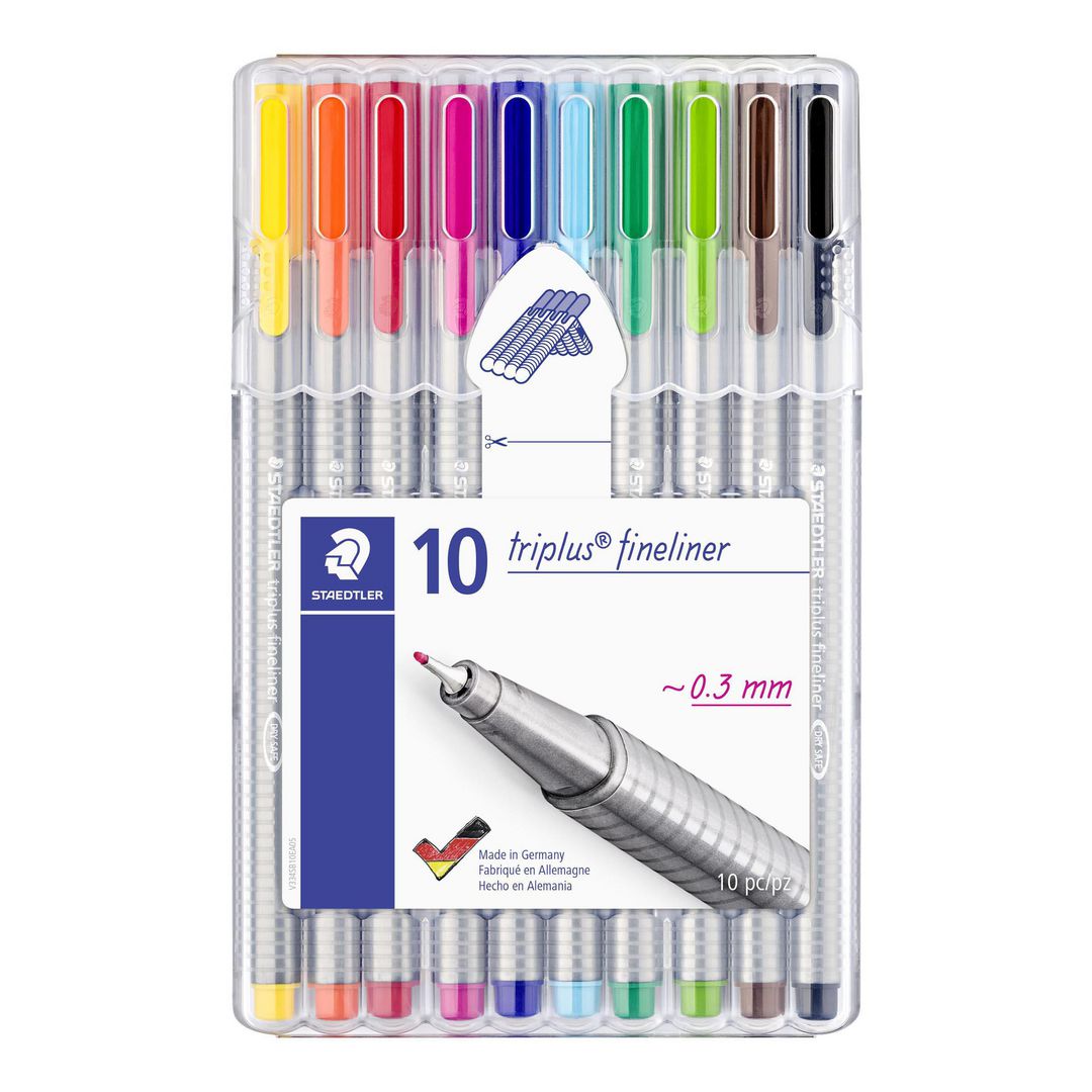 Staedtler Fineliner triplus 10 färger | Kontorsmaterial - Pennor - Finelinerpennor | Kontorsexperten