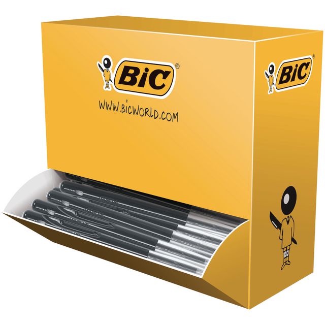 BIC Kulpenna, M10 Clic™, mediumspets på 1 mm, svart skaft, svart bläck 100/fp | Kontorsmaterial - Pennor - Kulpennor | Kontorsexperten