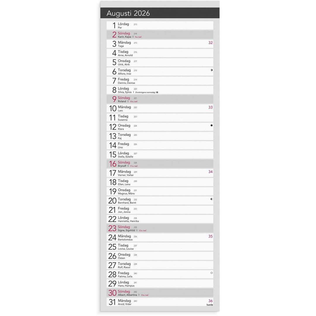 BURDE Liten Bordskalender Elegant 2026 | Almanackor och kalendrar - Bordskalendrar och skrivunderlägg - Bordskalendrar | Kontorsexperten