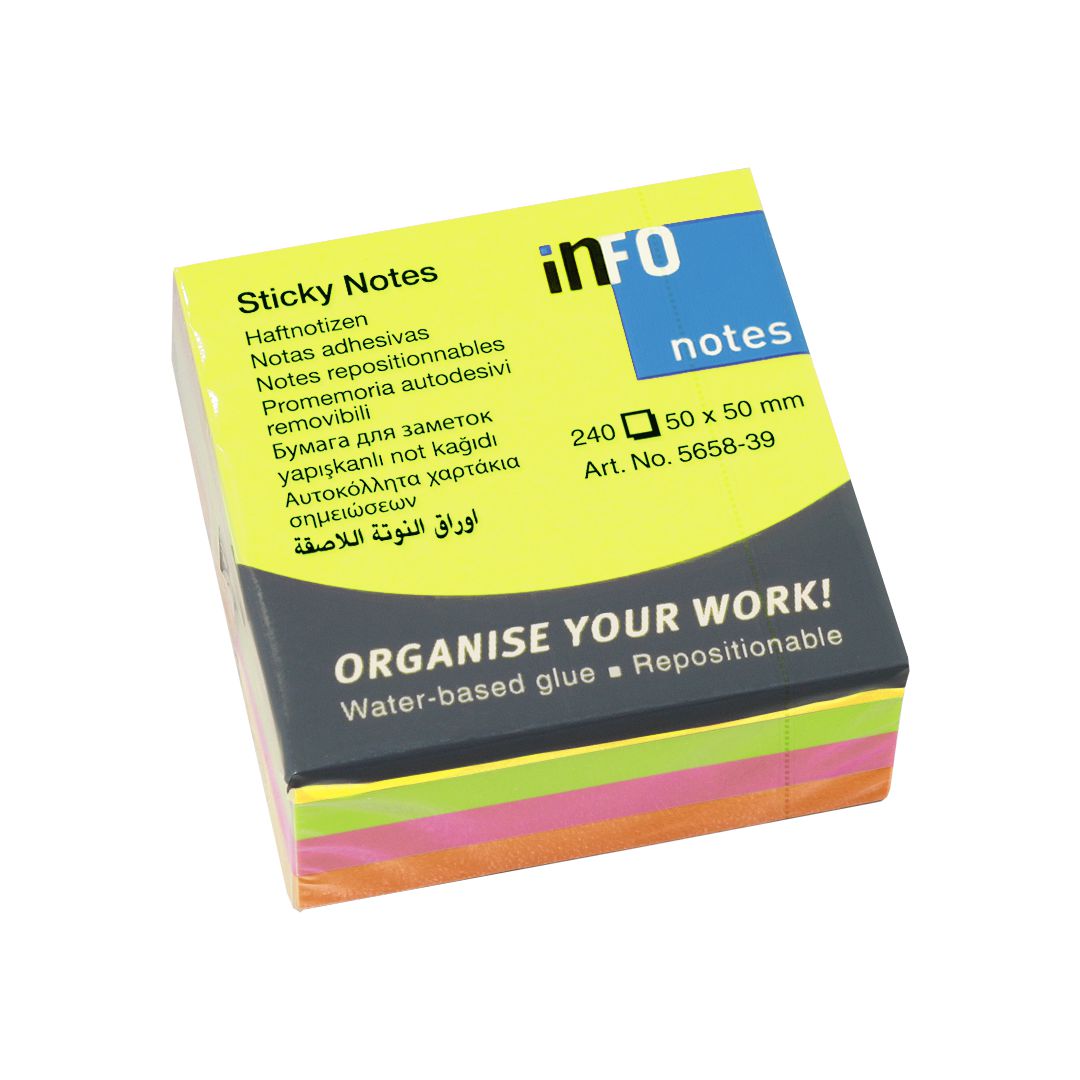 INFO Notes kub 50x50mm neon | Kontorsmaterial - Notes och Post-It - Notes - Kuber | Kontorsexperten