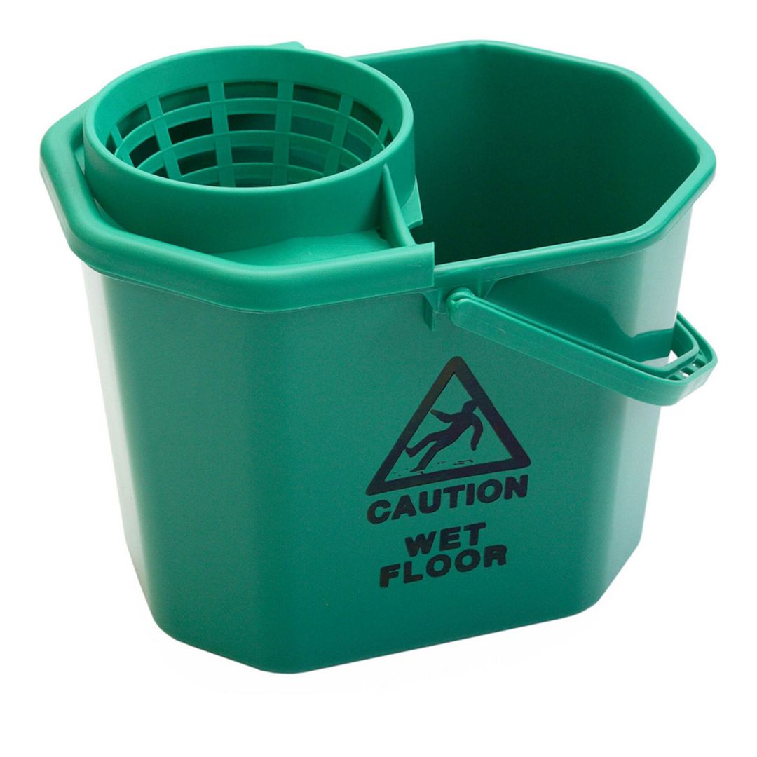 DIVERSEY Rengöringshink med varningssymbol och handpress, grön, 101 | Städ och hygien - Moppar och stativ - Svabbar | Kontorsexperten
