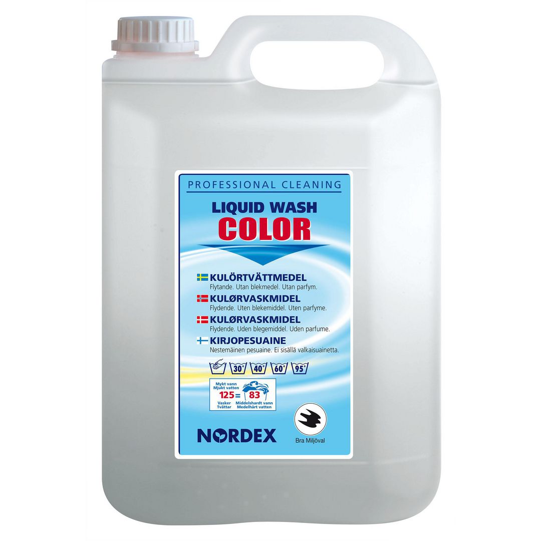 NORDEX Tvättmedel Liquid Wash Colour för professionellt bruk,flytande, färg, utan parfym, 5L | Städ och hygien - Tvättmedel och klädvård - Tvättmedel | Kontorsexperten
