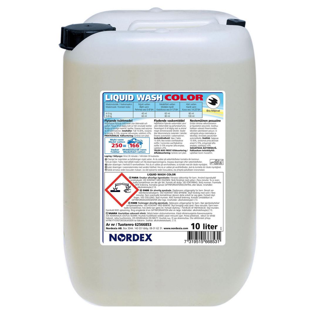 NORDEX Tvättmedel Liquid Wash Color för professionellt bruk,flytande, färg, utan parfym, 10L | Städ och hygien - Tvättmedel och klädvård - Tvättmedel | Kontorsexperten