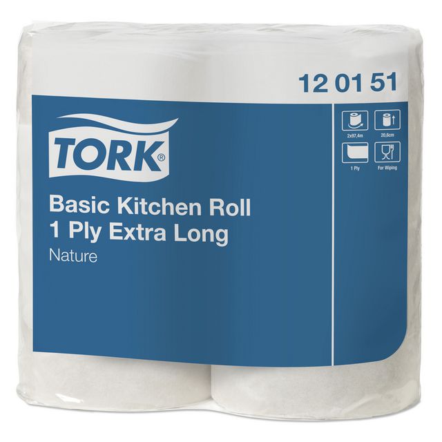 TORK Hushållspapper Universell köksrulle, rulle, 1-lagers, 20 cm x 97 m, vit 2/fp | Städ och hygien - Toalettpapper och torkpapper - Hushållspapper | Kontorsexperten