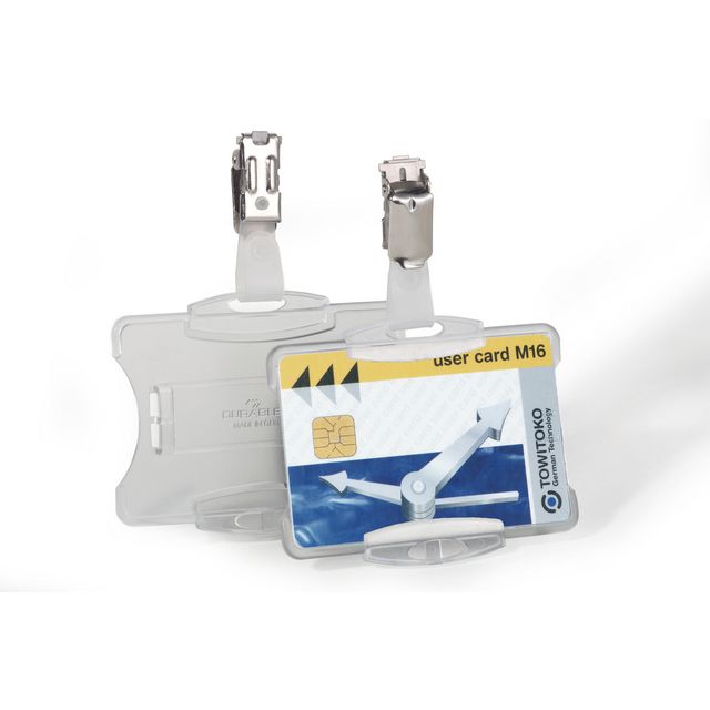 DURABLE Namnbricka, klämma, 54 x 85 mm, transparent 25/fp | Kontorsmöbler och inredning - Namnskyltar och korthållare - Korthållare - Clips | Kontorsexperten