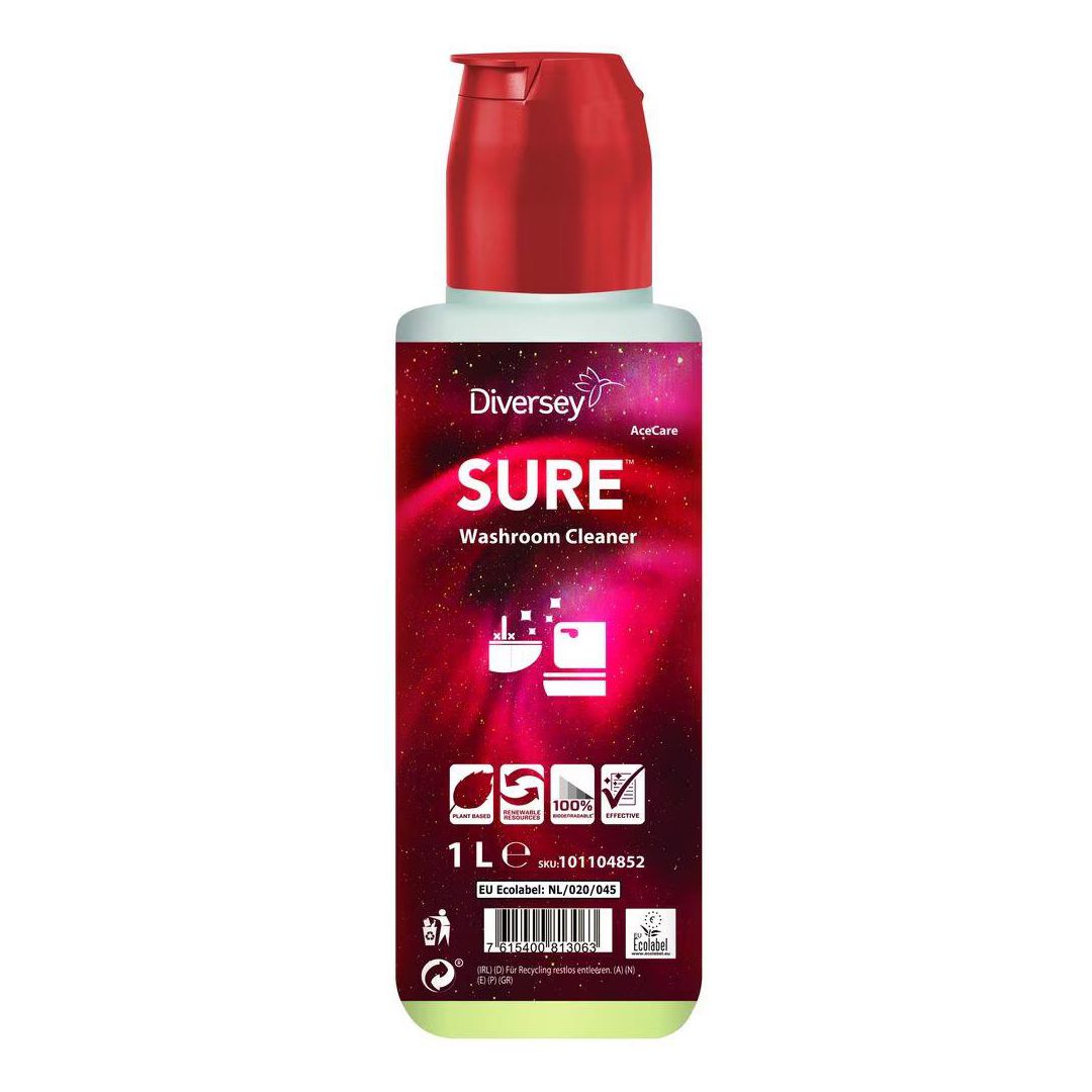 SURE Sanitetsrent Washroom Cleaner AC 1L | Städ och hygien - Rengöringsmedel - Sanitetsrent | Kontorsexperten