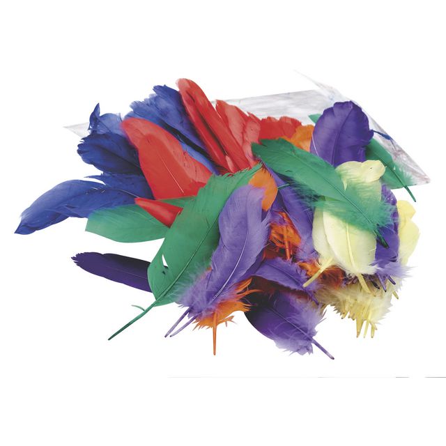 PLAYBOX Fjädrar 150mm blandade färger 120/fp | Skola och förskola - Hobbymaterial - Fjädrar och påskfjädrar | Kontorsexperten